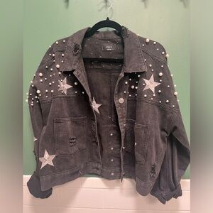 Studded and distressed denium jacket VICI M